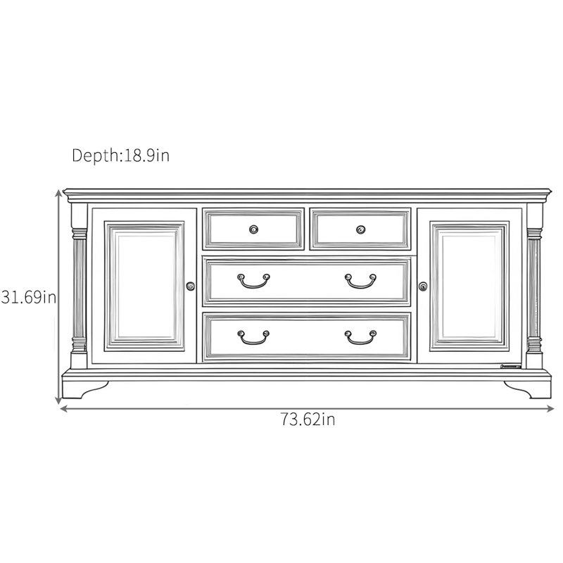 Retro Solid Wood Sideboard