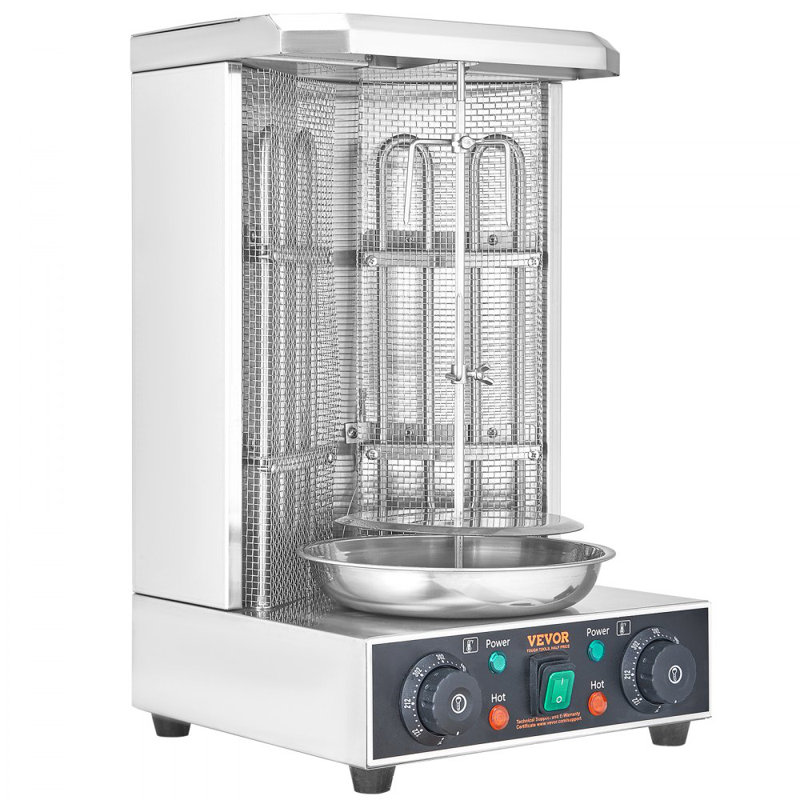 Machine à griller Shawarma, capacité de 13 lb, cuisinière à poulet avec 2 brûleurs Shawarma, machine à rôtir électrique verticale Gyro rôtissoire Doner Kebab, pour les fêtes à domicile