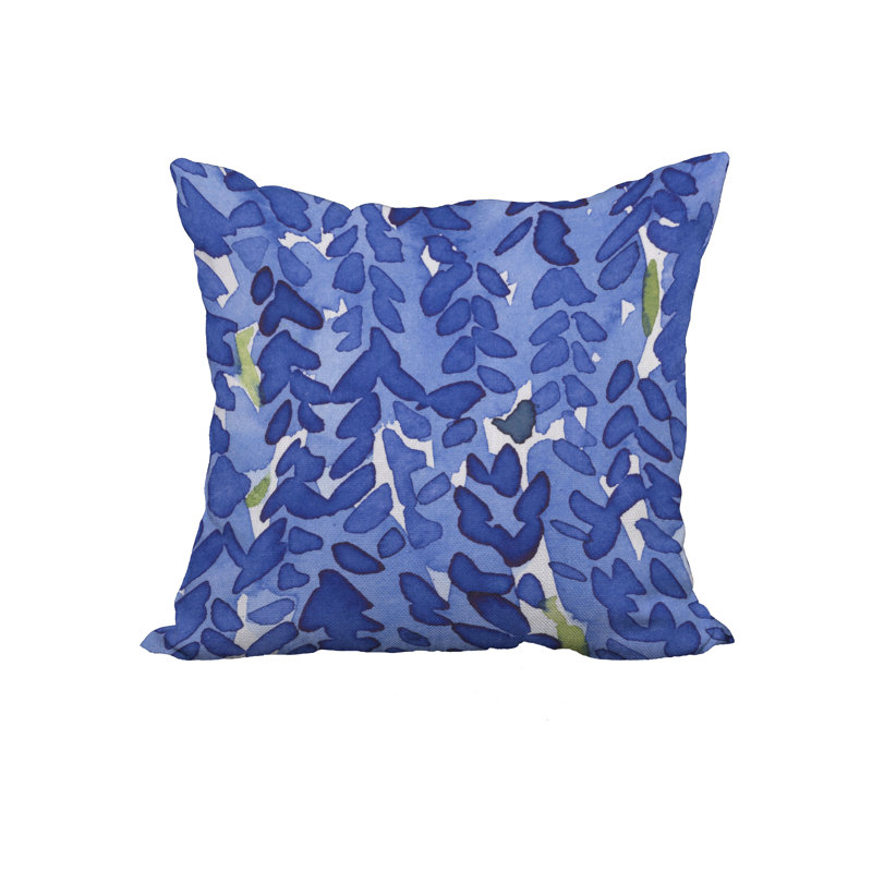 Flower Bell Floral Reversible Throw Pillow, 18" x 18", Navy Blue
