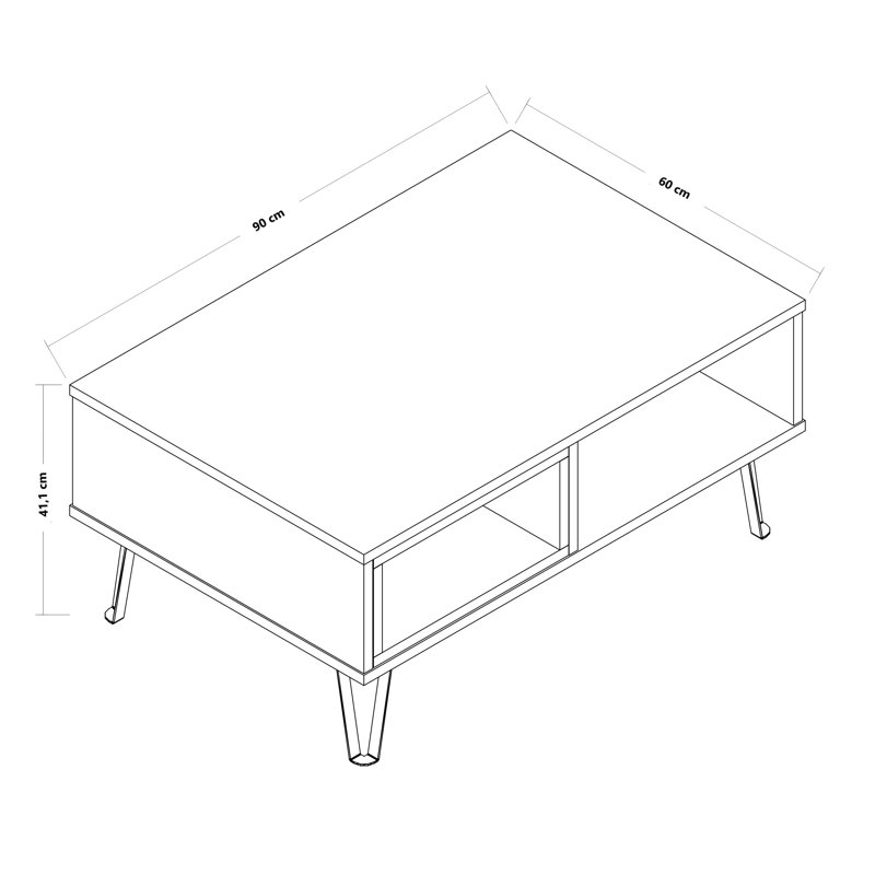 Medota 4 Legs Coffee Table with Storage, Wenge