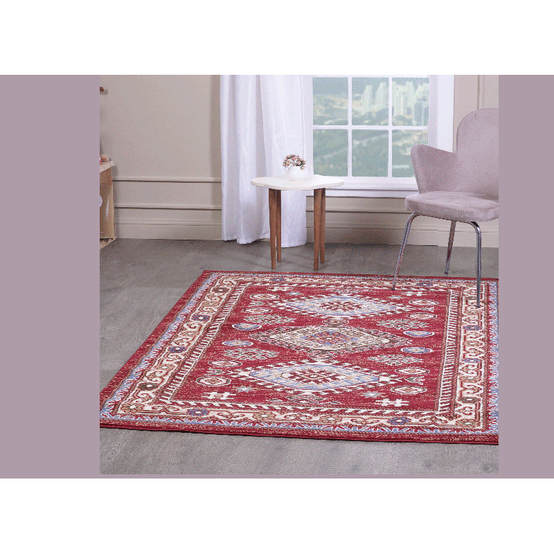 Tapis rouge à motif oriental Wisconsin, Rectangle 6 pi 6 po x 9 pi 5 po
