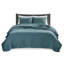 Courtepointe 3 pièces bleu sarcelle très grand / très grand - réversible, microfibre, literie rembourrée en coton-117360930-117360933