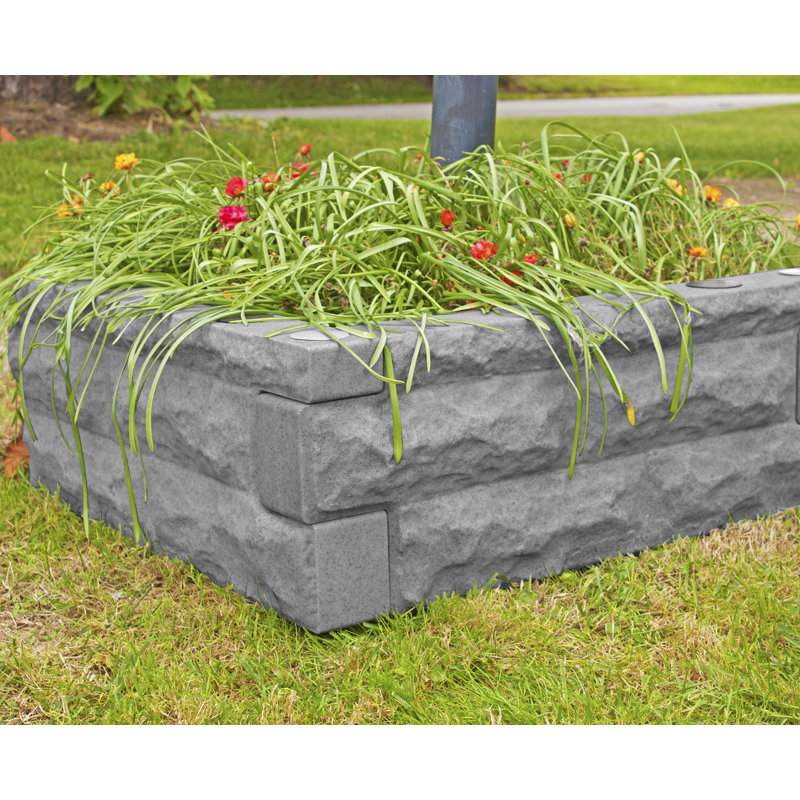 Platebande surélevée en plastique 2 pi x 0,5 pi Garden Wizard, Granite noir