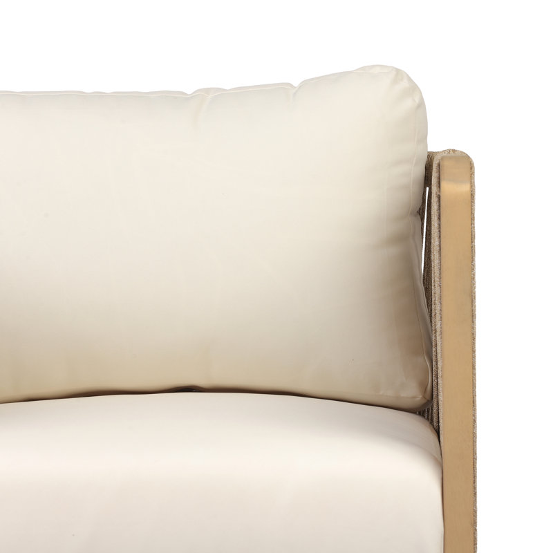 Fauteuils club d'extérieur en bois d'acacia massif Everett avec accoudoirs en corde tissée à la main Everett