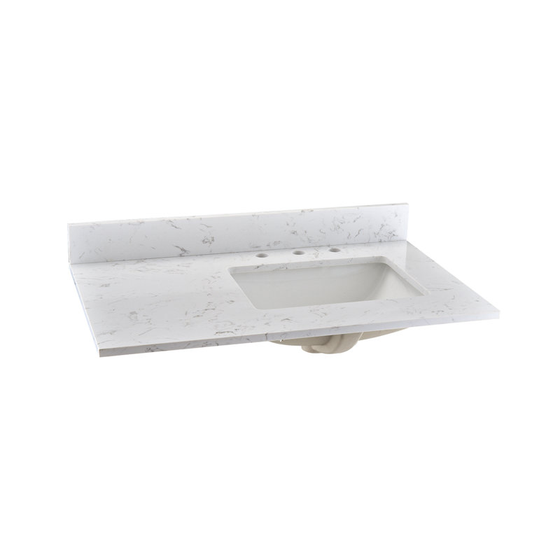 Plan de toilette simple en pierre reconstituée de 91 cm avec lavabo (base non incluse)