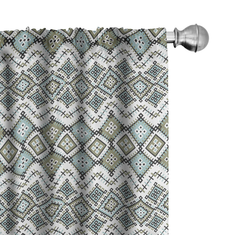 Ethnic Geometric Semi-Sheer Rod Pocket Curtain Panels, 28" x 63"