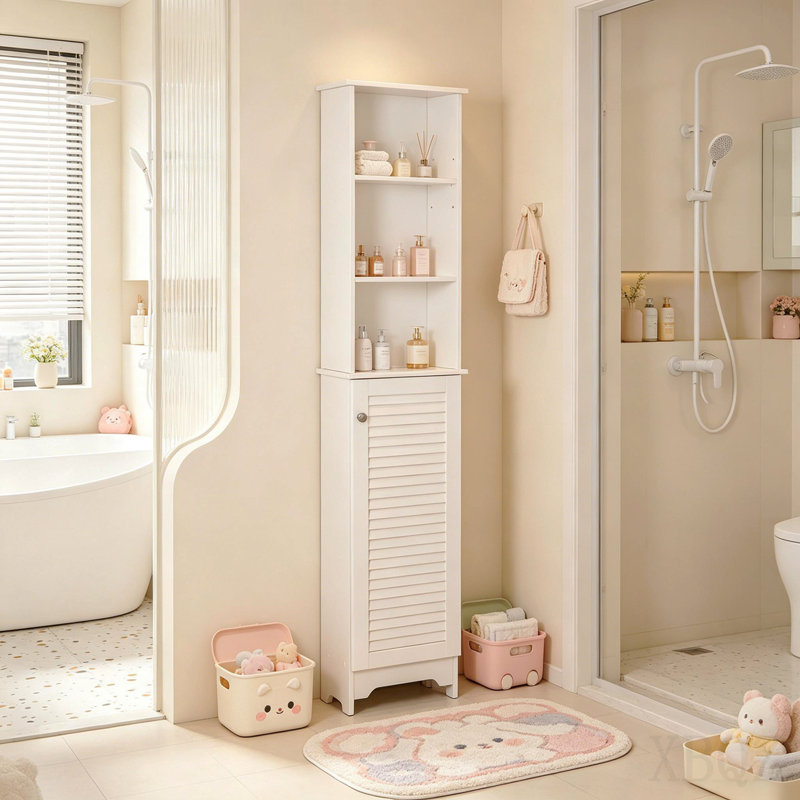 Armoire de rangement de style nordique, armoire de rangement autoportante pour salle de bain, grande armoire de rangement pour salle de bain