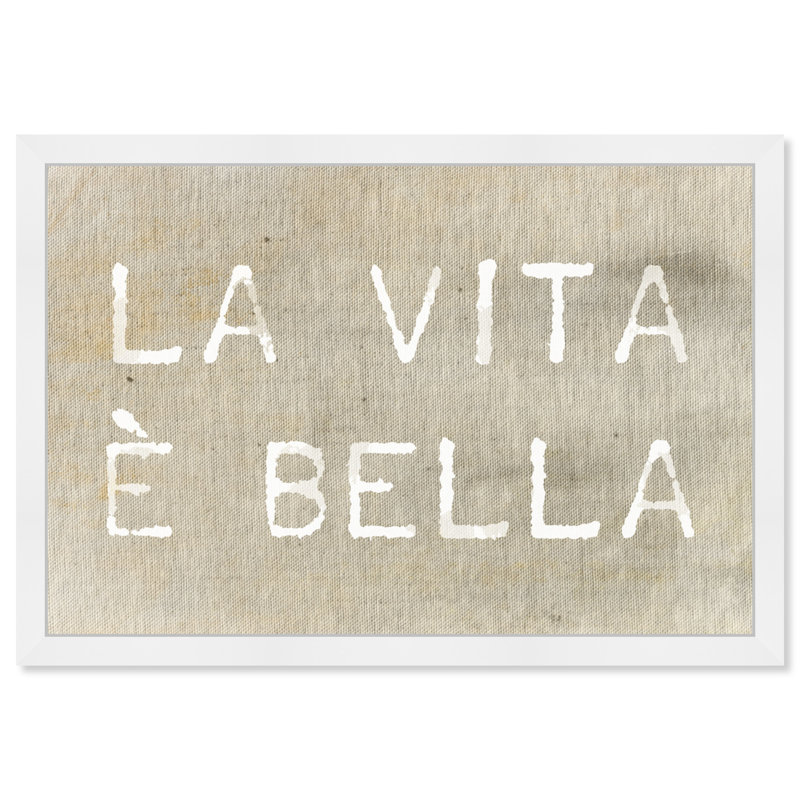 " Life Is Beautiful Typography And Quotes ", 26" H x 38" W, White Framed