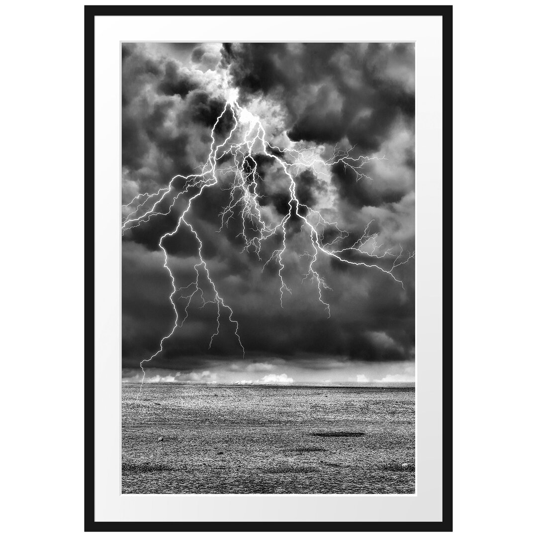 Gerahmtes Poster Gewitter über Meer