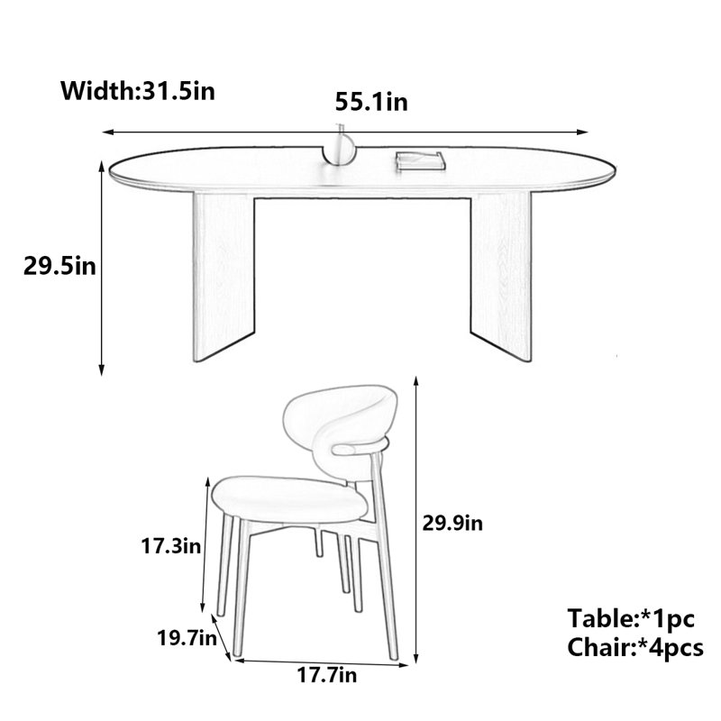 Table de salle à manger Retro, Noir, noir, noir, noir, H 29,5 po x L 55,1 po x l 31,5 po