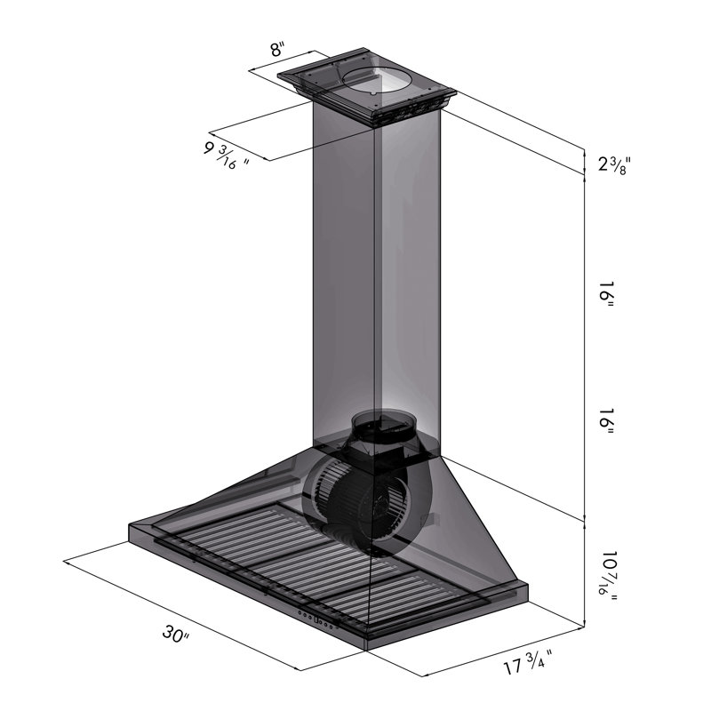30" 400 CFM Convertible Wall Mount Range Hood, Stainless Steel, 30" W