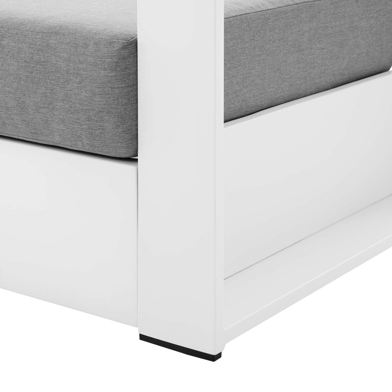 Contemporary Tahoe White & Gray Aluminum Outdoor Armchair with Cushions