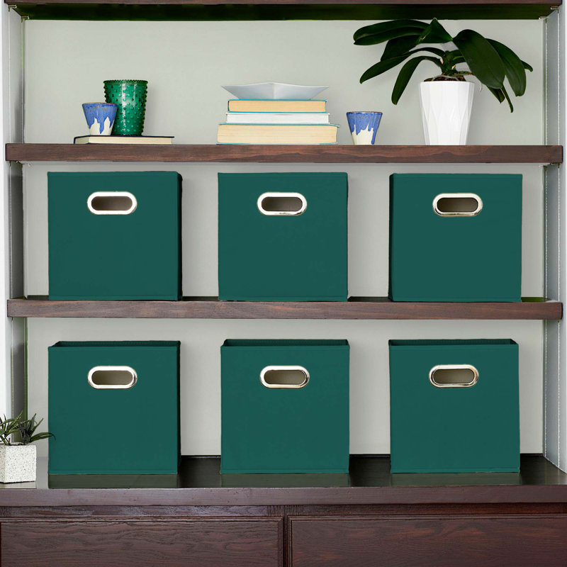Fabric Storage Bins, Strong Poly-Woven Fabric, Sturdy Chipboard Sides, Grommet Front Handle, Stackable and Foldable, Classic Design