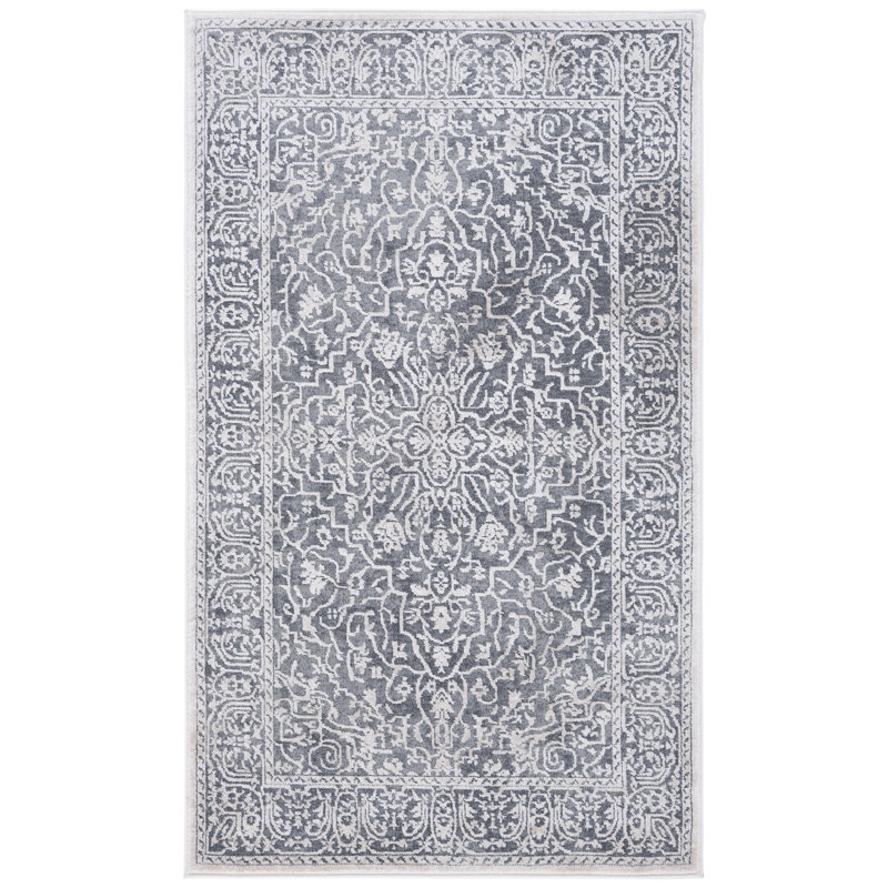 Tapis gris foncé / crème Calidia, Rectangulaire 3 pi x 5 pi