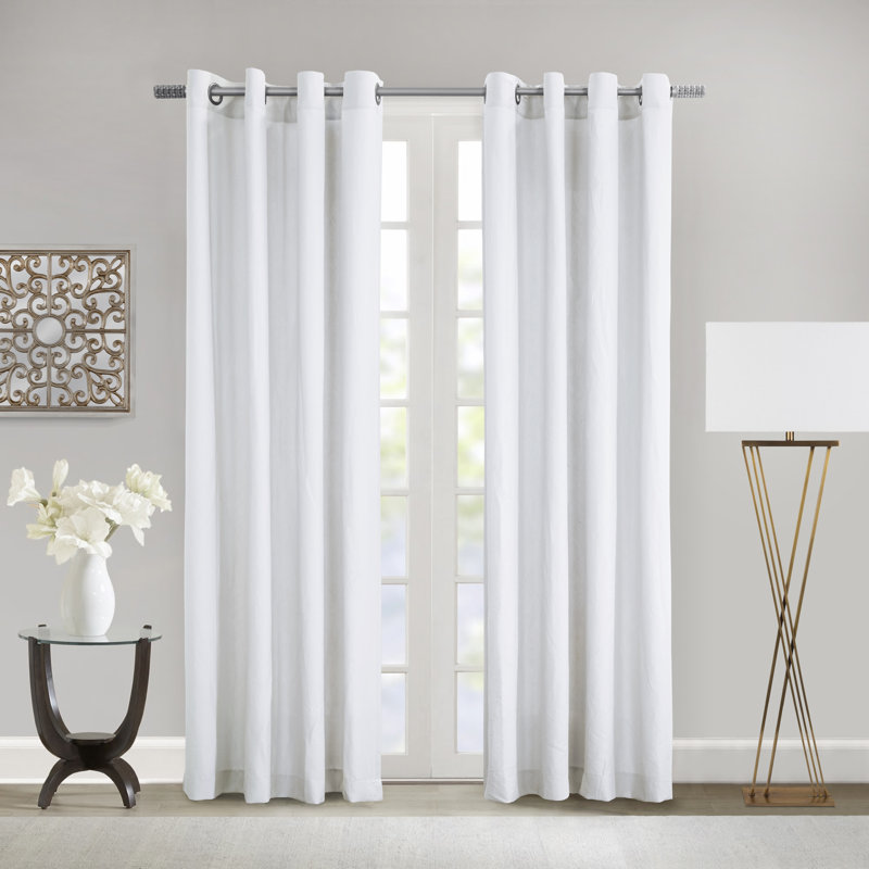 Semi-Sheer Light Filtering Curtain, White, 52" W x 84" L