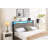 Bed Frame, Storage Headboard with Charging Station