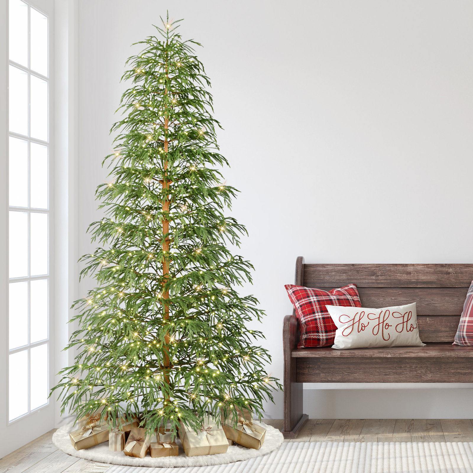 White 7.5' Pre-Lit Fir Tree