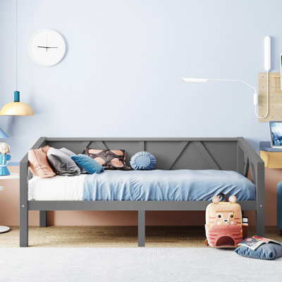 Élégant canapé lit de jour simple - gris, multifonctionnel avec rangement, structure en pin massif, capacité de 400 lb, L 79,5 po