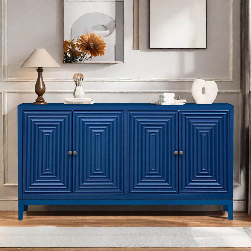 Stockbridge 60" Mid-Century 4-Door Sideboard, Navy