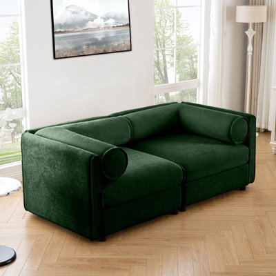 Élégant canapé 2 places en chenille avec siège de rangement, dossier cylindrique et accoudoirs, causeuse moderne en tissu avec espace de rangement caché
