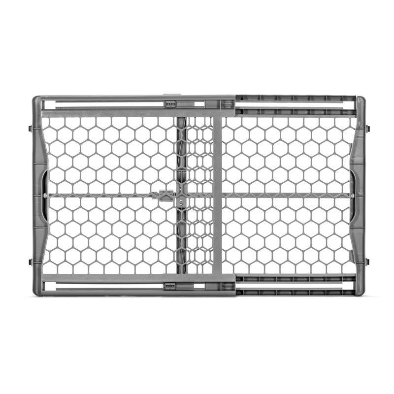 Adjustable Gray Plastic Pressure-Mounted Baby Gate, 28-42 Inches