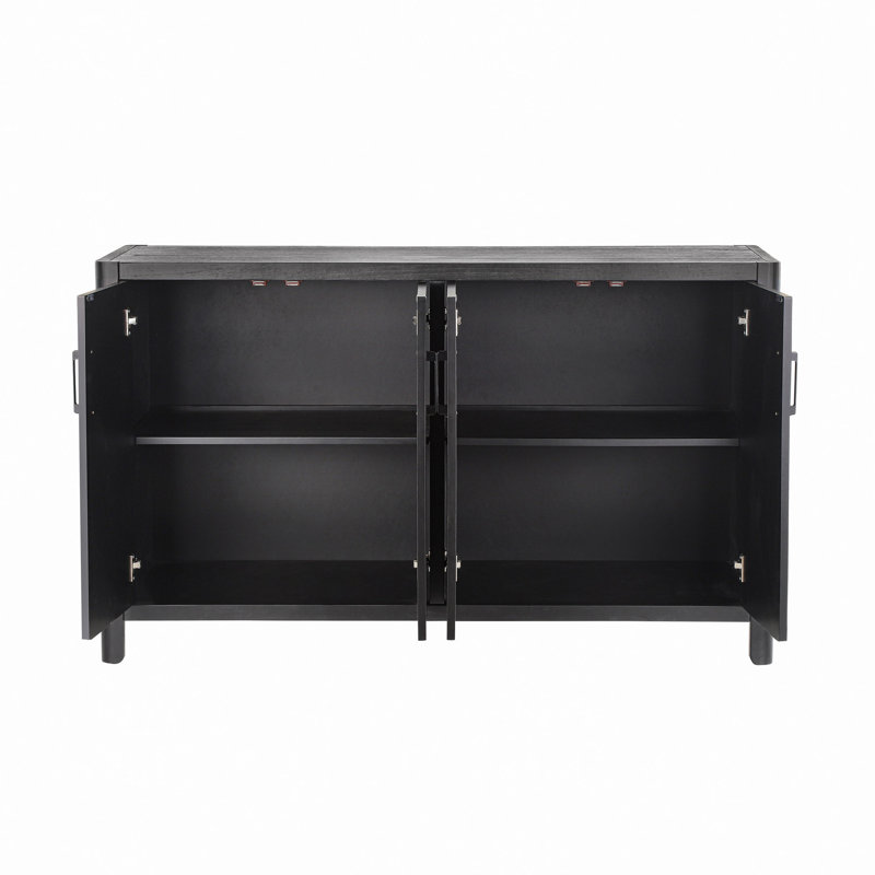 Mirod Farmhouse Style 4-Door Cabinet, A Rustic Accent For Entryways Or Small Spaces, Black