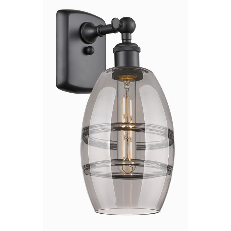 Applique murale en acier Bettylou, H 9,13 po x l 5,88 po x P 7,06 po, Gris fumée clair, Noir mat
