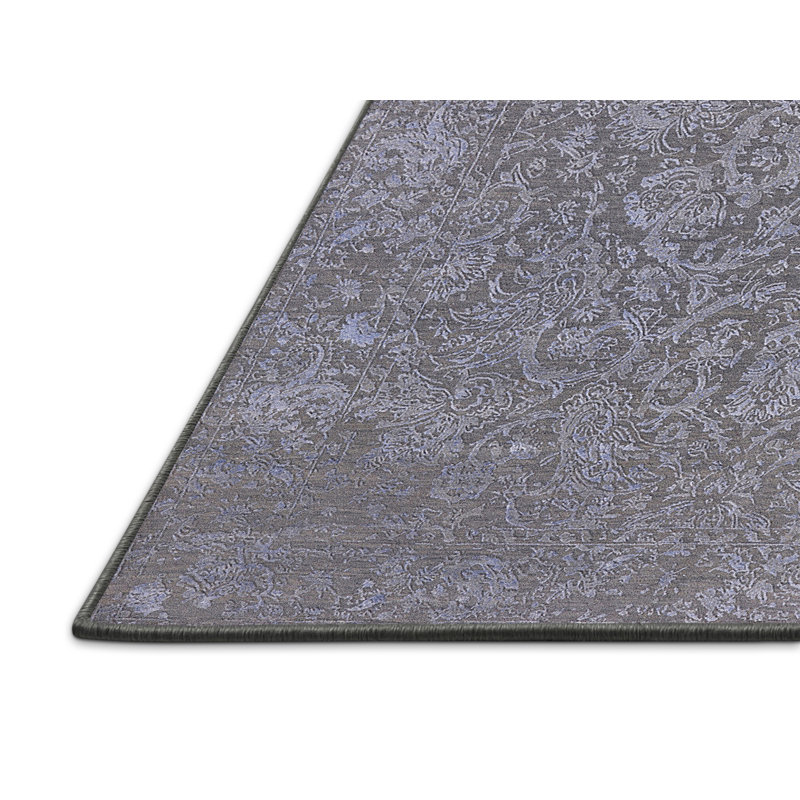 Tapis gris à motif floral Hultgren, Rectangle 2 pi x 3 pi