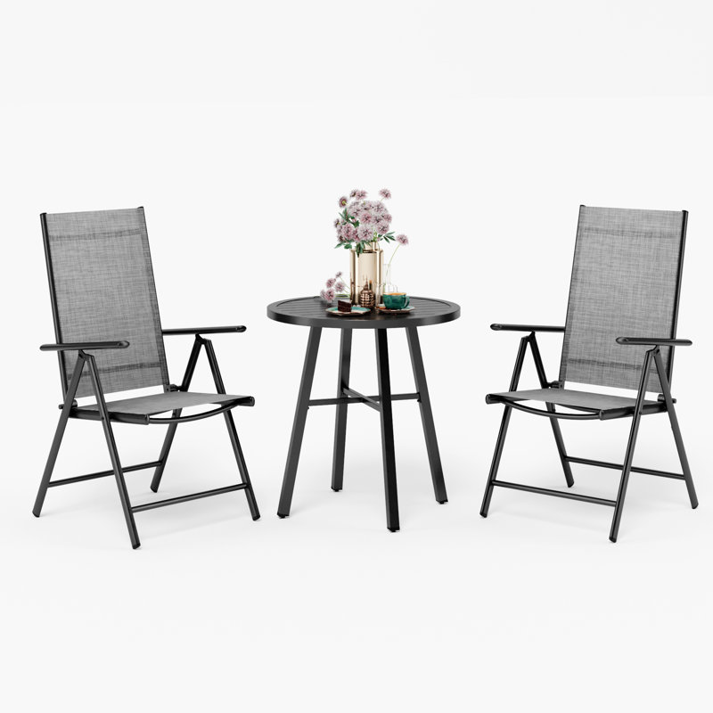 Leonard 2 - Person Patio Dining Set with Round Table, Gray