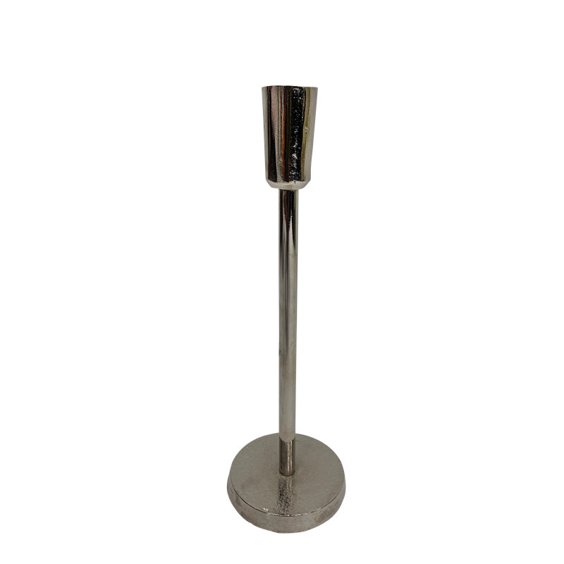 Bougeoir en métal pour plateau de table, 10" H x 3".25' W x 3".25' L, Nickel