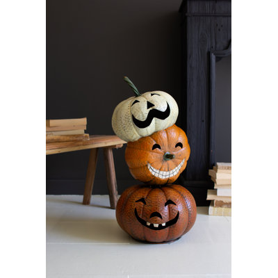  Stacking Jack-O-Lanterns – Painted Metal Halloween Decor, 26" H Freestanding Figurine