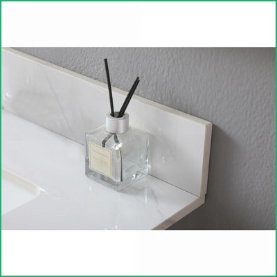 31 Inch Bathroom Vanity Top with Undermount Ceramic Sink &amp; Backsplash - Montary | Sintered Stone | White