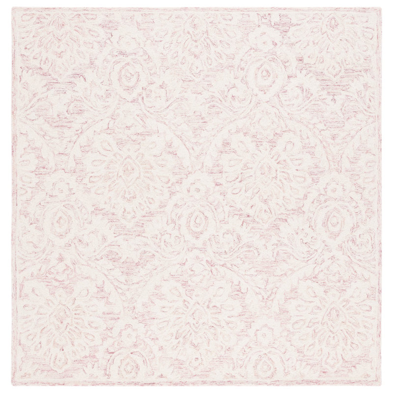 Annig Handmade Pink/Ivory Area Rug, Square 6'