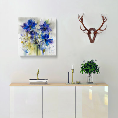 Bluebell Gestural Art No.2 - Wrapped Canvas