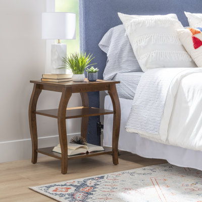 Kystin Solid Wood 2-Shelf End Table With Storage