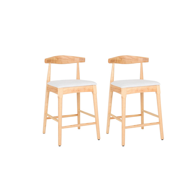 Tabourets de comptoir en bois massif de style moderne Mid-Century 24 po, tabourets de bar rembourrés avec pieds en bois pour îlot de cuisine