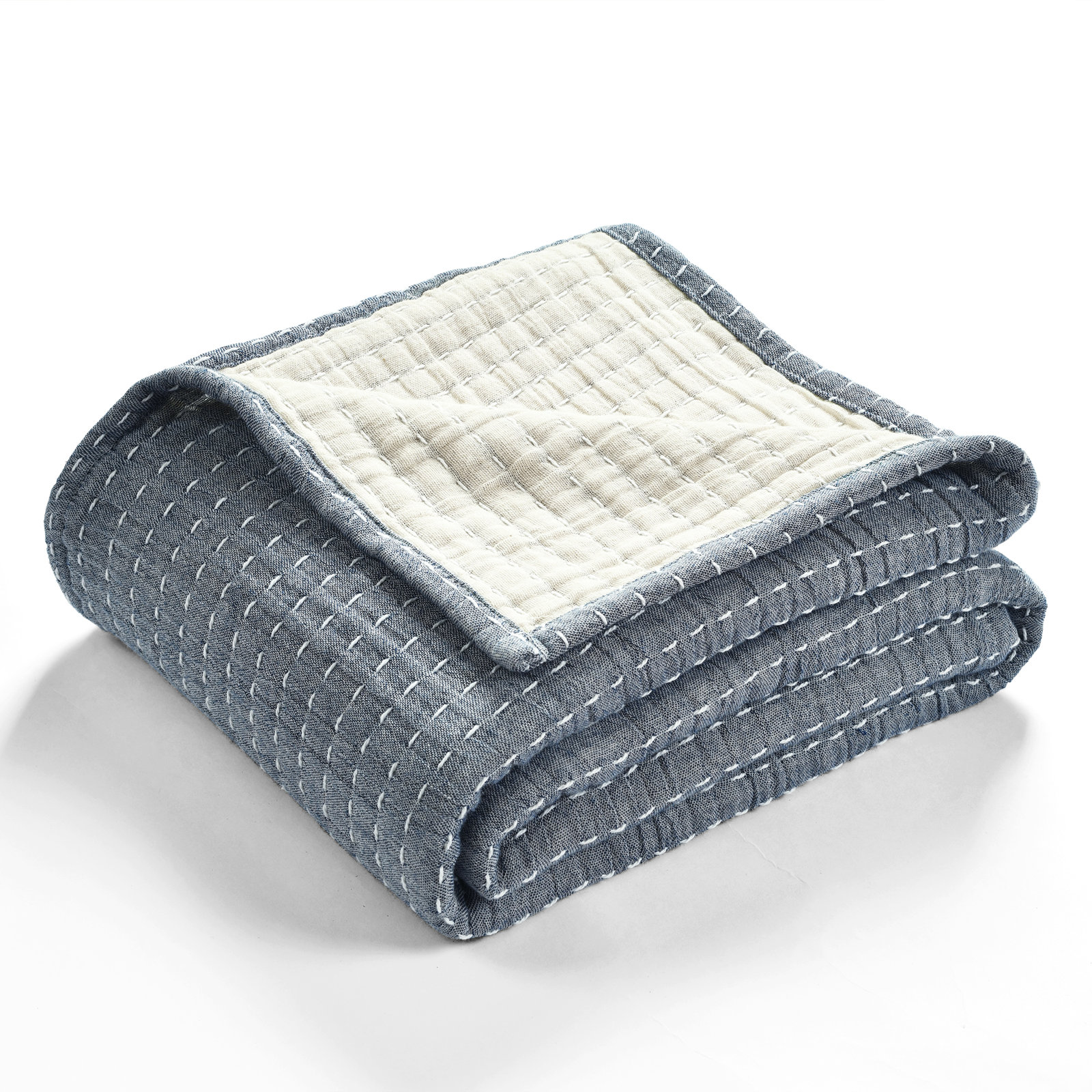 Windcrest Cotton Throw Blanket, Blue