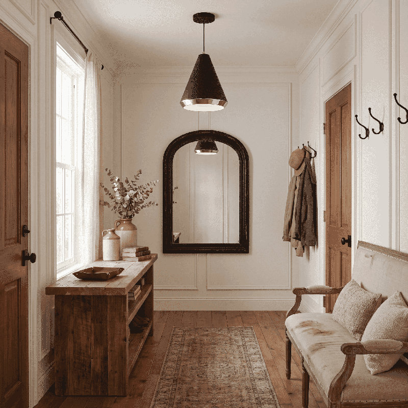 Roald 1 - Light Single Cone Pendant in Polished Nickel/Black, Polished Nickel/Black