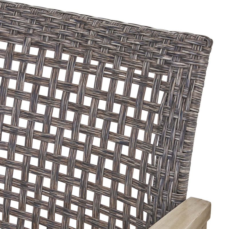 Ensemble de fauteuils club d'extérieur en bois d'acacia avec cadre en bois d'acacia, ensemble de 2 pièces, Gris / Noir