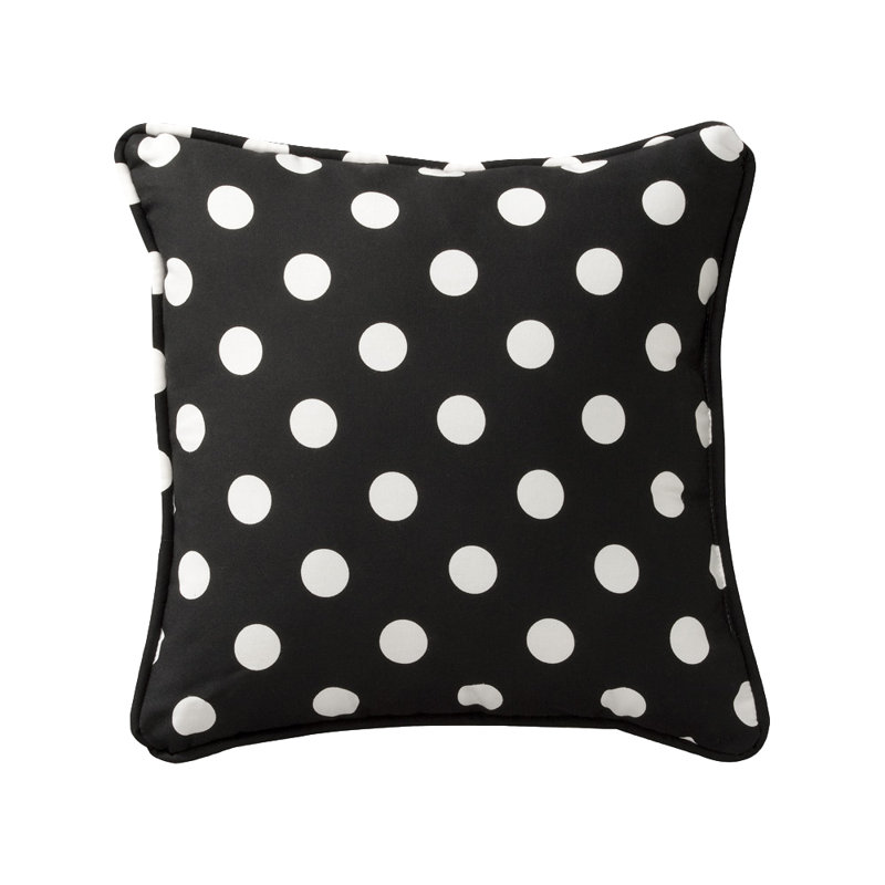  Outdoor Square Pillow Cover & Insert, Black / White Polka Dot