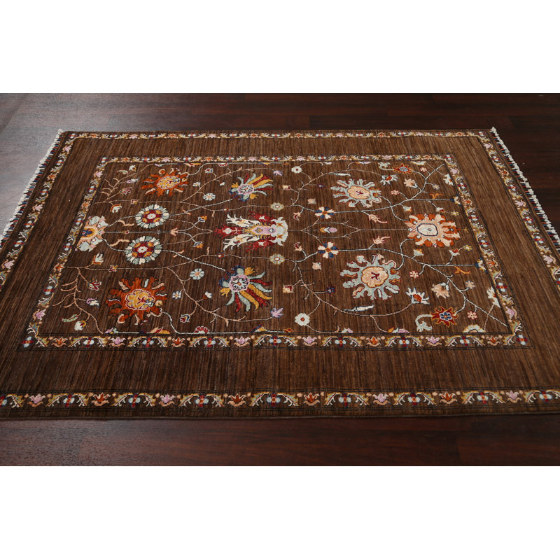Tapis à teinture végétale Ziegler noué à la main 5 x 7
