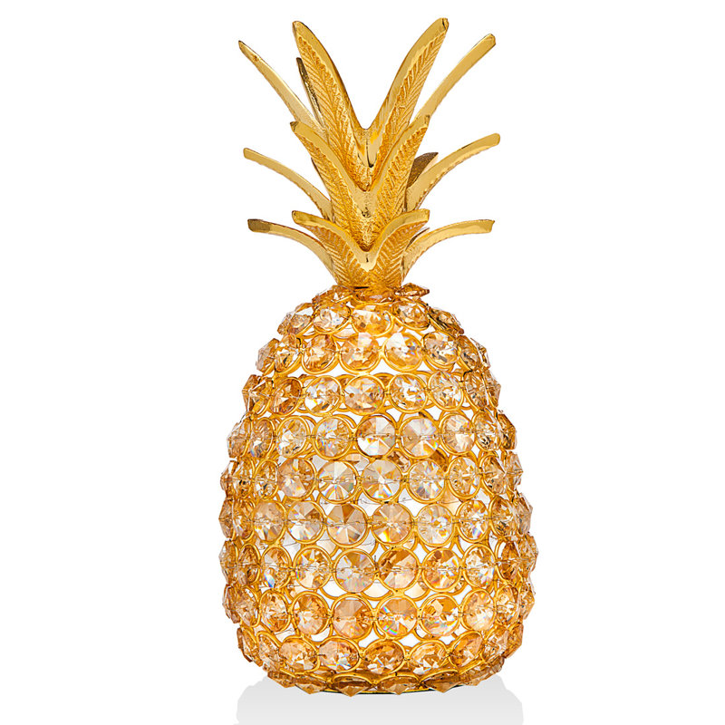Glam Fruit Pineapple Sculpture Décor, Gold, 10" H x 5.10" W x 5.10" D