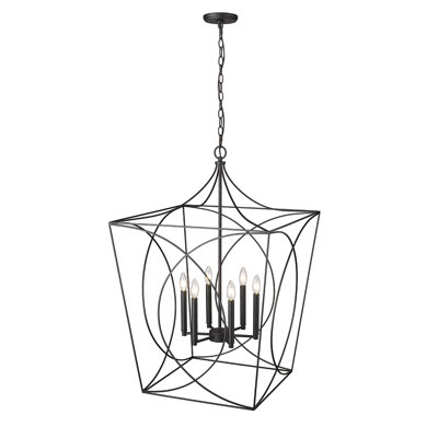 6 - Light Dimmable Lantern Geometric Chandelier