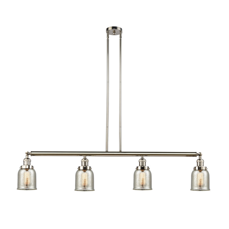 Luminaire suspendu linéaire à 4 lumières pour îlot de cuisine Mora, Boîtier blanc mat, Ampoule non incluse, Nickel poli