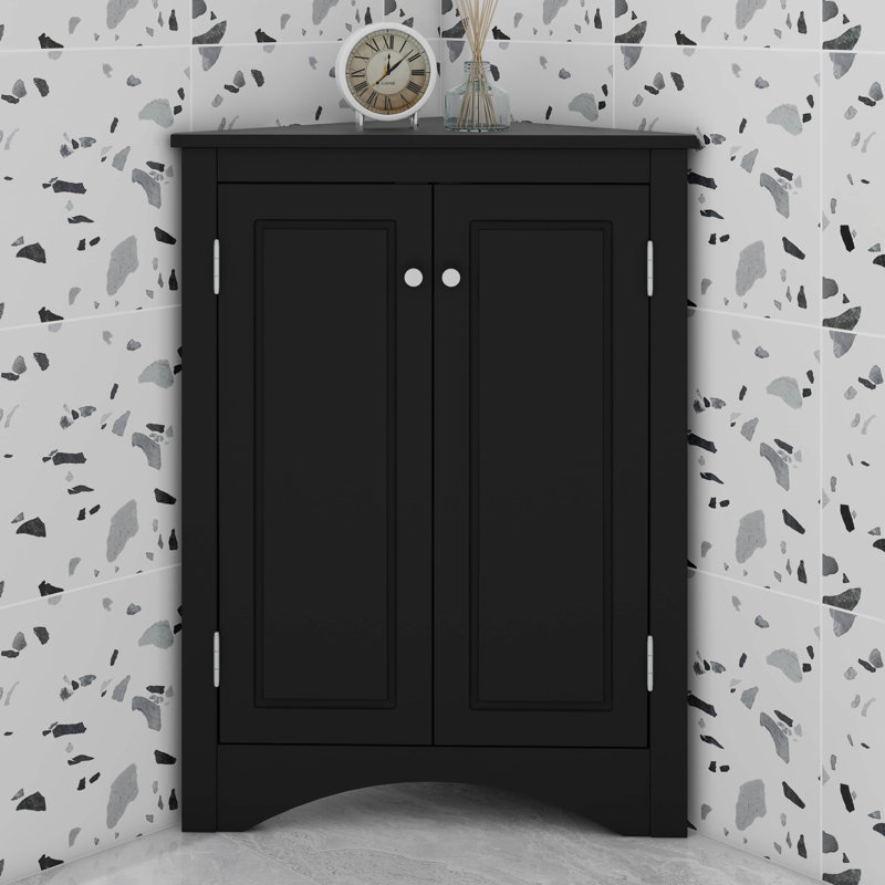 Armoire de rangement triangulaire pour salle de bain avec étagères réglables, version autoportante idéale pour la cuisine