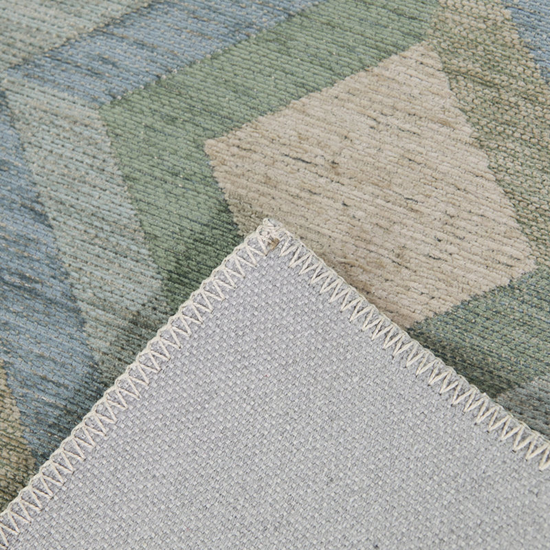 Schnitzer Green/Blue Modern Geometric Area Rug, Rectangle 7'10.5" x 10'0.1"