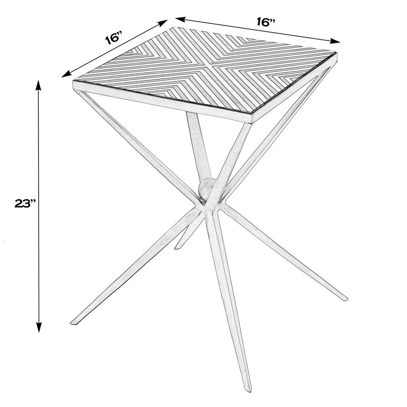 Table d'appoint carrée en os et en métal l 16 po Baileyville
