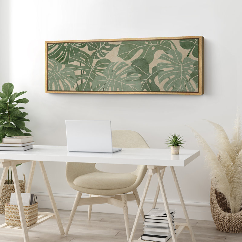 Abstrait vert tropical, palmier, feuille, nature, panoramique, art mural, impressions horizontales, H 20 po x l 60 po