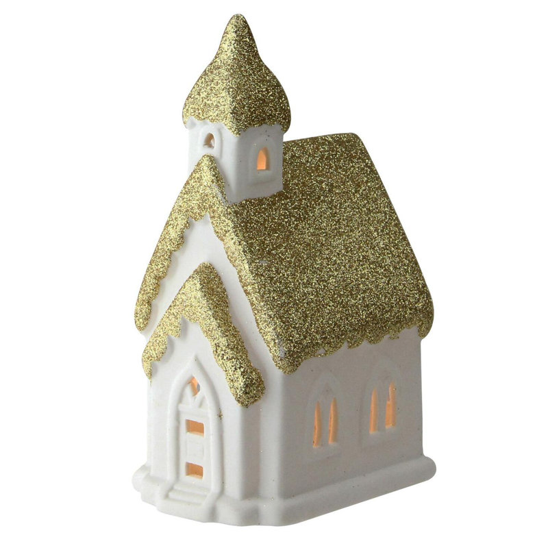 Figurine en céramique blanche et dorée 6 "Home Sweet Home