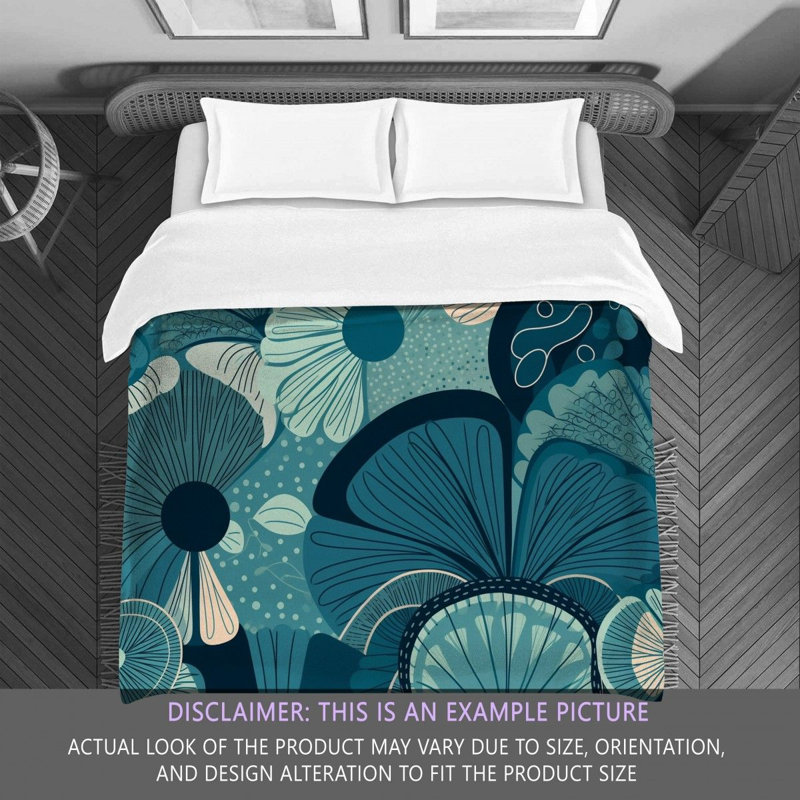 Machine Printed Comforter, Queen Comforter, Blue Abstract